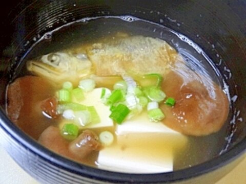 天日干しの鮎ダシ☆　「天然きのこのお吸い物」